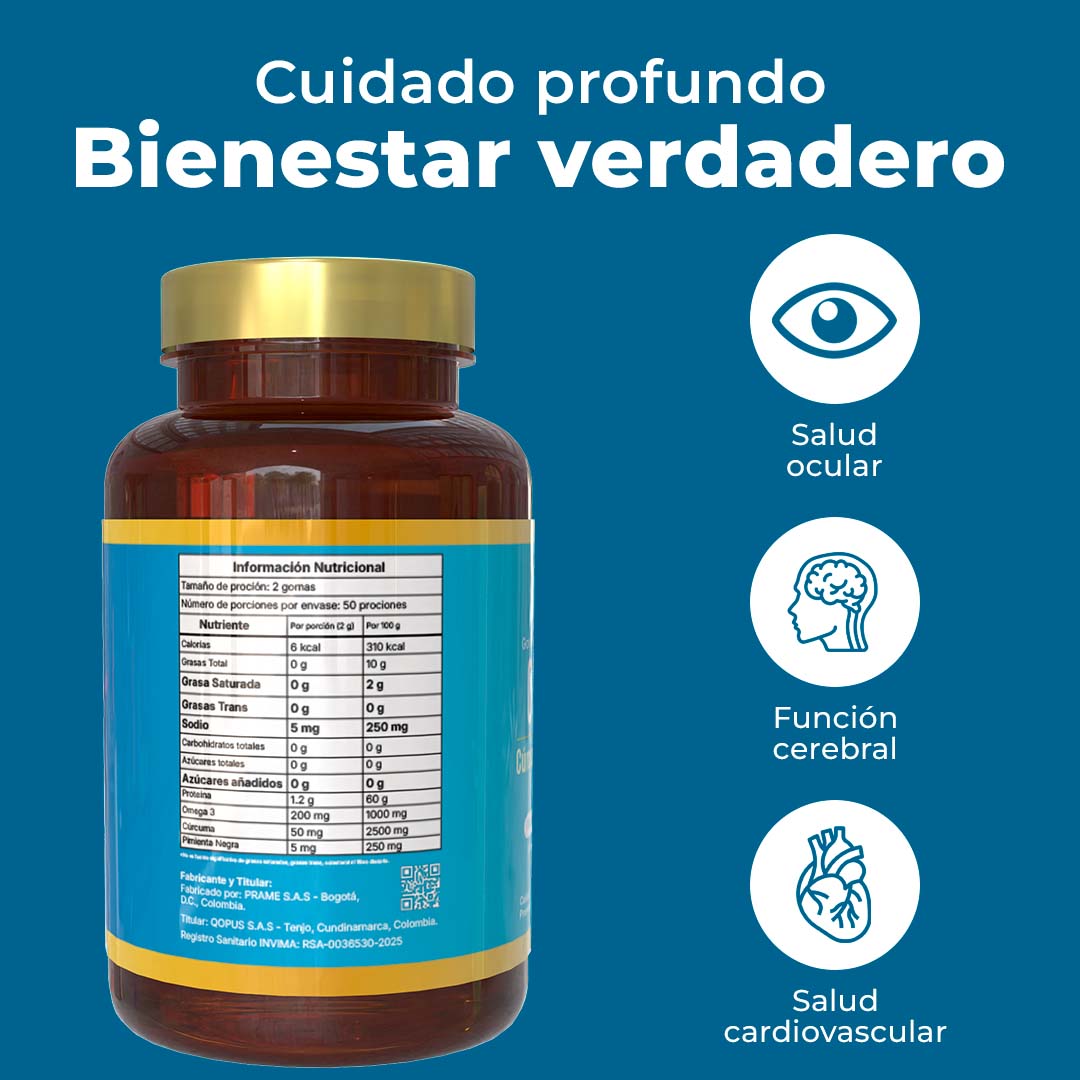 Gomas de OMEGA3 CÚRCUMA Y PIMIENTA NEGRA
